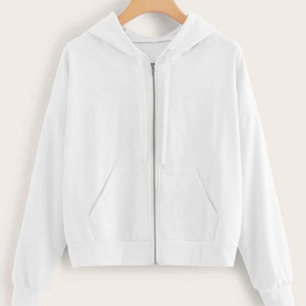 White zip up hoodie